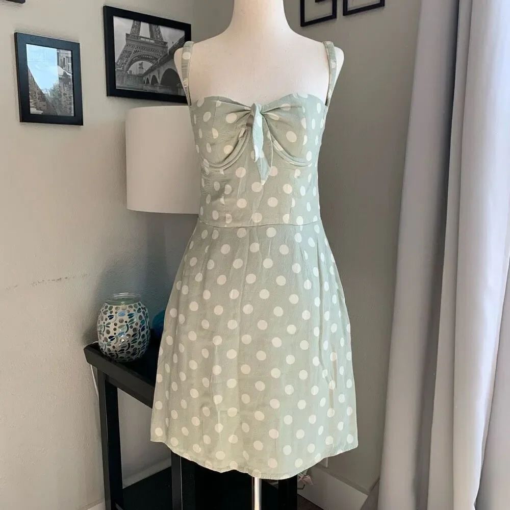 Capulet sage polka dot summer dress size large